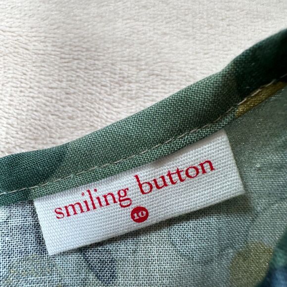 Smiling Button Girls Size 10 Green Camo Gold Polka Dot Tunic Dress New - Picture 2 of 8